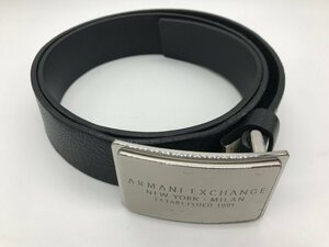 ■【YS-1】 アルマーニエクスチェンジ ARMANI EXCHANGE ベルト ■ メンズ バックル分離不可 牛革 黒系 全長107cm 幅3,5cm【同梱可能商品】K