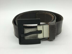 ■【YS-1】 ディーゼル DIESEL ベルト ■メンズ バックル分離不可 黒系 × 白系 本革 5穴 全長101cm 幅4cm 【同梱可能商品】■K