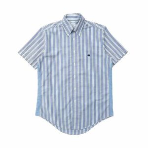 古着 ブルックスブラザーズ ボタンダウンシャツ 半袖 ストライプ ホワイト ネイビー サイズ表記：S　gd78744