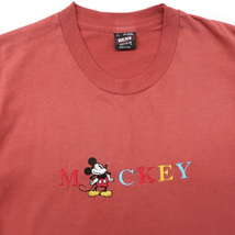 古着 90年代 USA製 フルーツオブザルーム 刺繍Tシャツ ミッキーマウス ディズニーキャラクター ピンク ビンテージ サイズ表記：L　gd81129_画像3