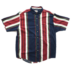 古着 PEARL RIVER CLOTHING CO オールド デザイン コットン ストライプ半袖シャツ サイズ表記：L　gd24708