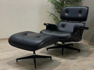 超美品 Herman Miller 正規品 イームズ ラウンジチェア&オットマン 約135万円 ハーマンミラー Eames Lounge Chair&Ottoman ブラック皮革