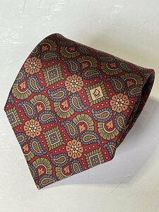 * Christian Dior Christian Dior peiz Lee pattern necktie France made [ red series red yellow green ] USED Old pine 344