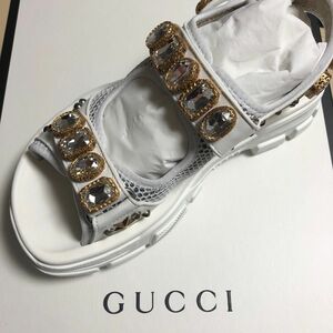 正規品 GUCCI グッチ ビジュー サンダル ホワイト 完売 24.5cm