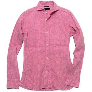 定価2.6万 junhashimoto FRENCH LINEN HORIZONTAL SHIRTS 2 ピンク ジュンハシモト フレンチリネンホリゾンタルシャツ akm wjk 1piu