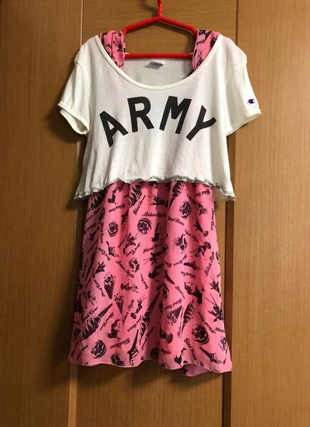 F☆グラッドニュース☆パンクロックなデザート柄甘辛ワンピース♪ふわふわシフォンロングトップス♪平成ギャルy2k