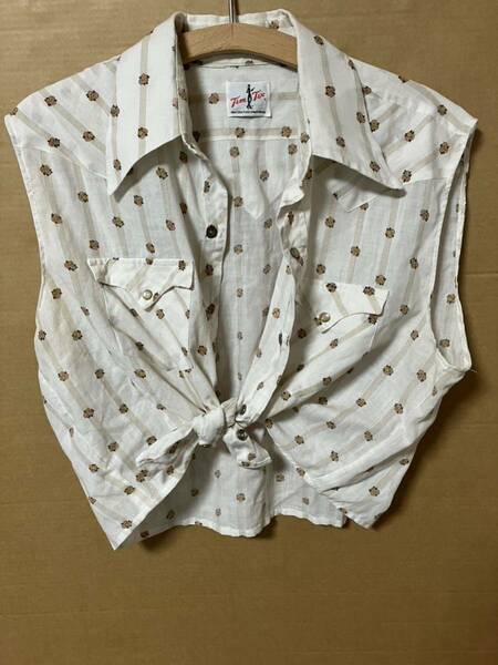 80s USED REMAKE Tem Tex SHIRT 80's 古着 リメイク ノースリーブ ウエスタン シャツ 女性用 サイズ M 送料無料