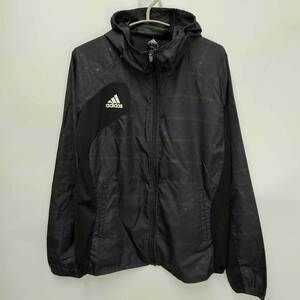 【中古】アディダス 星柄 ウインドブレーカー ジャケット パーカー フルジップ O ブラック ユニセックス ADIDAS