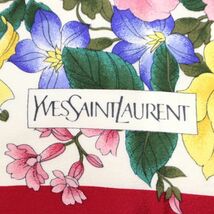 M3-EE180 イヴ・サンローラン YVES SAINT LAURENT シルク 大判 スカーフ マルチカラー 花柄 レディース_画像4