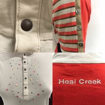 【USED】Heal Creek ヒールクリーク 綿 ハイネック 半袖 シャツ 袖調節可 ベージュ系 レッド 赤 レディース 40 M ゴルフウェア_画像8