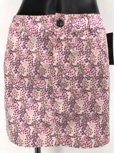 【USED】ZOY ゾーイ 綿 台形 スカート ラインストーン 花柄 ピンク レディース 38 M ゴルフウェア