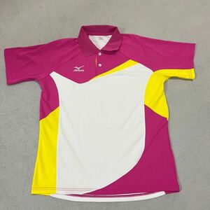 美品　レディース　メンズ　MIZUNO ポロシャツ　M ミズノ　ゲームシャツ テニスウェア　ゴルフウェア　ピンク　イエロー　半袖シャツ
