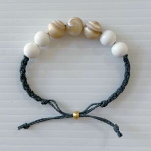  Power Stone bracele white onyx mother ob pearl? braided cord unused wrist correspondence size 15~18cm rank . except ... family love 10mm sphere 