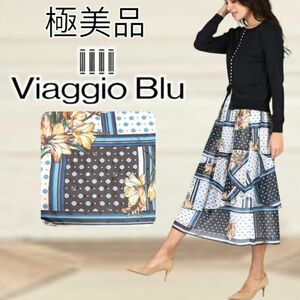 【極美品】Viaggio Blu ビアッジョブルー フラワープリントスカート
