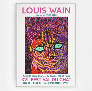 G2840 ルイス・ウェイン Louis Wain 猫 ネコ キャンバスアートポスター 50×70cm イラスト インテリア 雑貨 海外製 枠なし G