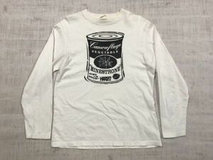 【送料無料】プレボワークス PLEVO WORKS 長袖Tシャツ ロンT メンズ アンディウォーホル パロディ オマージュ オールド アメカジ L 白