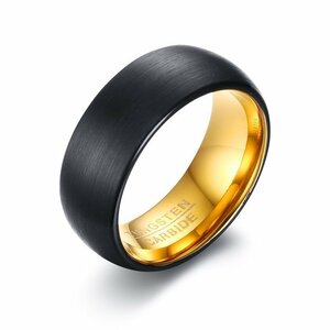 ZPT455☆ブランド タングステン リング ゴールド 指輪 ブラック指輪 メンズ シンプル加工 黒金