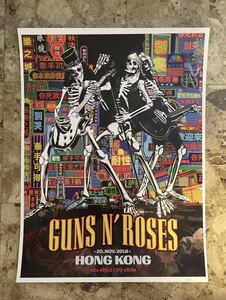  ultra rare 150 sheets limitation lithograph GUNS N' ROSES / November 20, 2018 Hong Kong / gun z* and * low zez original 9 dragon neon autograph poster 