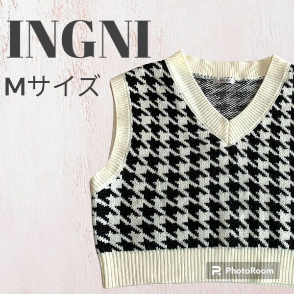 【本日限定価格】INGNI 千鳥柄ニットベストトップス