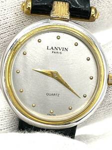 【電池切れ】LANVIN PARIS　ランバン　レディース　クォーツ腕時計　シルバー文字盤　レザーベルト