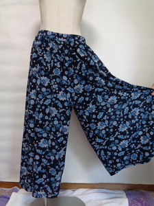  beautiful goods * Untitled *2* waist rubber * stretch pants * floral print * navy blue * navy pattern *... pants * large size * L mode *te part * general merchandise shop 