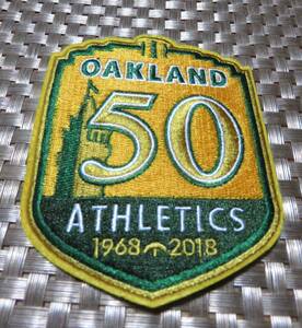 黄緑50周年◎新品MLB オークランド・アスレチックスOaklandAthletics野球ベースボール 刺繍ワッペン （パッチ）◆メジャーリーグ◎アメリカ