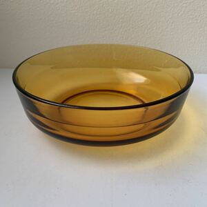 KY25] Showa Retro sweets color amber glass salad bowl 23cm glass bowl large bowl deep pot 