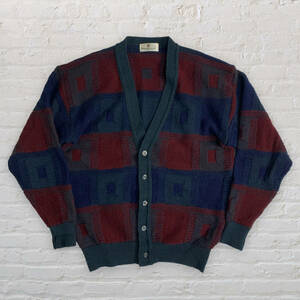 お洒落【RALDI HOUSE】ラルディハウス vintage knit 立体 ニットカーディガン 古着 ヴィンテージ セーター 古着 日本製 ウール