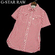 G-STAR RAW ジースター ロウ 【TACOMA SHIRT S/S】 春夏 半袖 ワーク ギンガム チェック シャツ Sz.S　メンズ　A3T05988_5#A_画像1