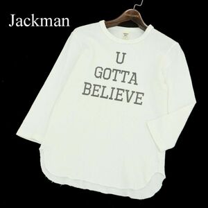 Jackman ジャックマン タナベメリヤス 【U GOTTA BELIEVE】 7分袖 サーマル カットソー Tシャツ Sz.XS　メンズ 白 日本製　A3T06070_5#D