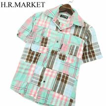 H.R.MARKET ハリウッドランチマーケット 春夏 パッチワーク★ 半袖 マドラス チェック シャツ Sz.1　メンズ　A3T06246_6#A_画像1