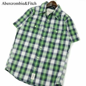 Abercrombie&Fitch アバクロンビー＆フィッチ 春夏 半袖 ワーク★ チェック シャツ Sz.S　メンズ　A3T06392_6#A