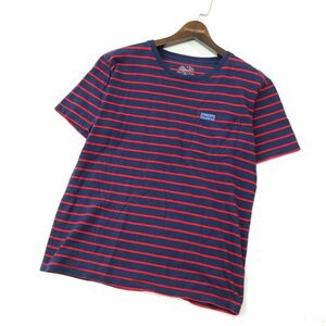 BLUEBLUE × FRUIT OF THE LOOM ブルーブルー 春夏 半袖 インディゴ ボーダー★ ポケット カットソー Tシャツ Sz.M　メンズ　A3T06749_6#D