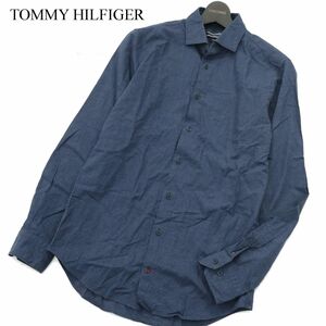 TOMMY HILFIGER トミーヒルフィガー 通年 Slim Fit★ 長袖 格子柄 シャツ Sz.38/15　メンズ ネイビー　A3T07184_6#C