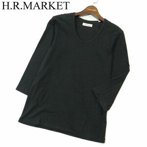 H.R.MARKET ハリウッドランチマーケット 春夏 7分袖★ Uネック カットソー Tシャツ Sz.1　メンズ 黒 日本製　A3T07467_6#D