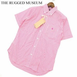 新品 未使用★ THE RUGGED MUSEUM ラギッドミュージアム 刺繍 半袖 ギンガム チェック シャツ Sz.S メンズ 日本製 A3T07456_6#Aの画像1