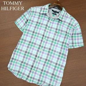 TOMMY HILFIGER トミーヒルフィガー Vintage Fit★ 春夏 半袖 チェック シャツ Sz.XL　メンズ 大きいサイズ　A3T07599_6#A