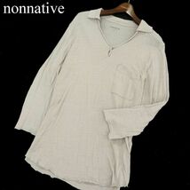 nonnative ノンネイティブ 【ROAMER POLO TEE QS COTTON MARBLE JERSEY】 カットオフ 7分袖 襟付き Tシャツ Sz.1　メンズ　A3T07557_6#A_画像1