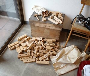 ○木製の積み木　大量セット　知的玩具　幾何学　教材　ナチュラル　レトロ　ヴィンテージ　古道具のgplus広島 2306i