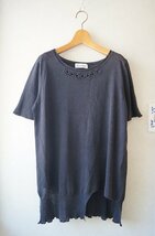 ★送料無料!!io comme io/センソユニコ*春夏　アシンメトリーコットンサマーニットトップス　/墨40*古着のgplus広島　2306t3_画像1