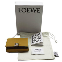 LOEWE ロエベ トライフォールド ウォレット 三つ折り財布 アナグラム からし色 C821TR2X02 8110 レディース 中古_画像10