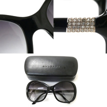 BVLGARI ブルガリ スモーク グラデーション ラインストーン サングラス ブラック 8068-B-A 501/8G 57□17 135 3N レディース 中古_画像7