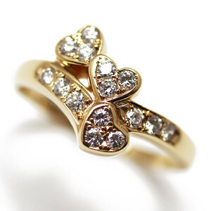 POLA Pola K18YG yellow gold heart motif ring * ring diamond 0.30ct 14.5 number 3.4g lady's used 
