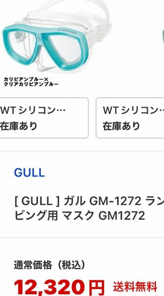 GULL ランツェ　カリビアンブルー　クリアBU GM-1272 ダイビングゴーグル