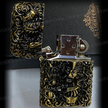 【新品】貔貅 フルメタルジャケット オイルライター YAFENG ヒキュウ zippo 同型 財神 和柄 和彫り 立体デザイン 浮彫り 神 神獣 ゴールド_画像4