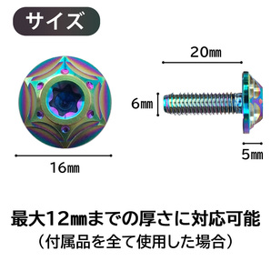 チタン合金製ボルト◆二輪ナンバー専用◆オーロラ色◆Kawasaki/カワサキ/ニンジャ400/ゼファーχ/ZRX1200/ZX14R/エストレヤの画像5