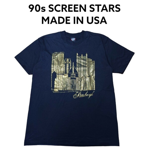 USA製 90s SCREEN STARS　ビッグプリントTシャツ　古着