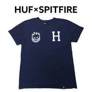 HUF×スピットファイヤーコラボ　ロゴプリントTシャツ　ハフ　SPITFIRE