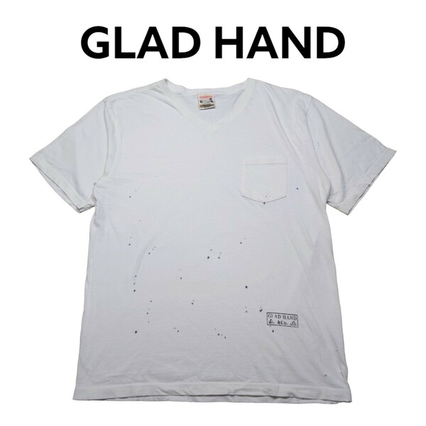 グラッドハンド　ペンキビンテージ加工　Vネック　Tシャツ　GLAD HAND