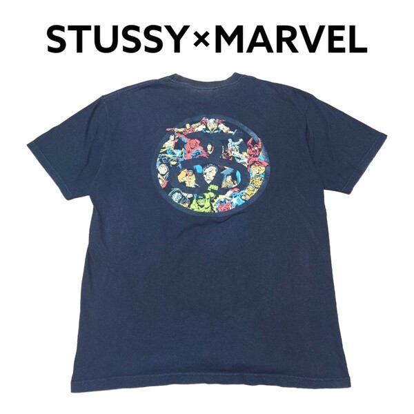 STUSSY×MARVEL　キャラクター集合　ビッグプリント　Tシャツ　古着